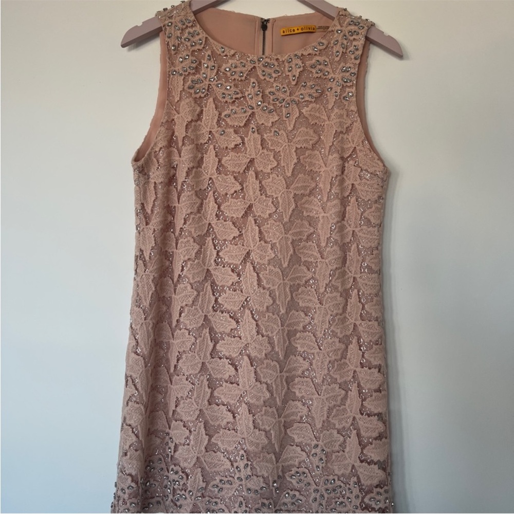 Alice + Olivia Pink Embellished Mini Dress